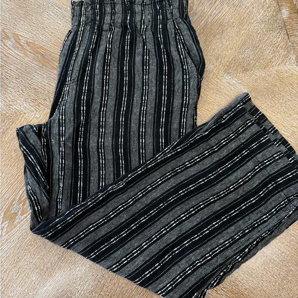 Briggs Black/white Stripes 55% Linen 45% Rayon Pants XL Waist 36” Inseam 30”